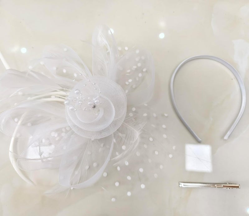 HIWIND Store Fascinators Hat Women Tea Party Headband Flower Cocktail Mesh Feathers Hair Clip Kentucky Derby Hat Wedding - Image 2